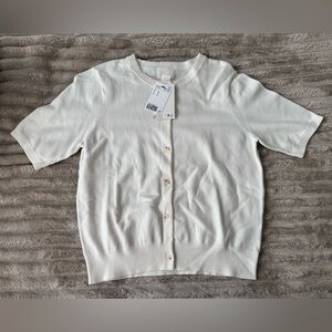 H&M White Short Sleeve Cardigan